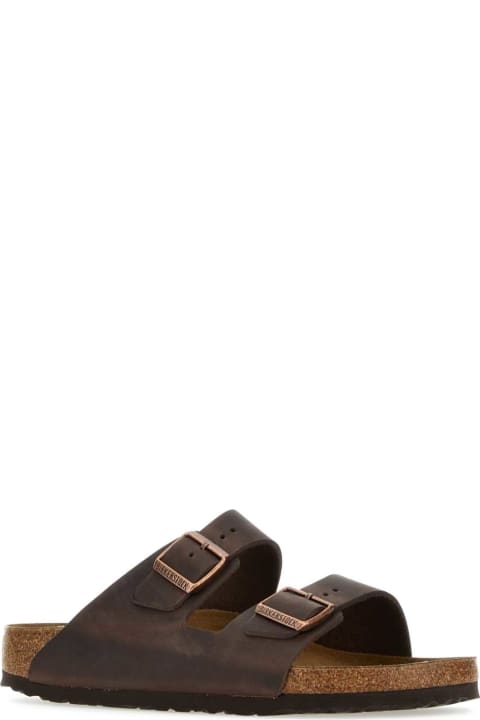 Fashion for Women Birkenstock Brown Leather Arizona Slippers