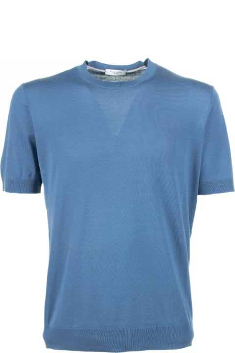 Paolo Pecora Clothing for Men Paolo Pecora Light Blue Cotton And Silk T-shirt