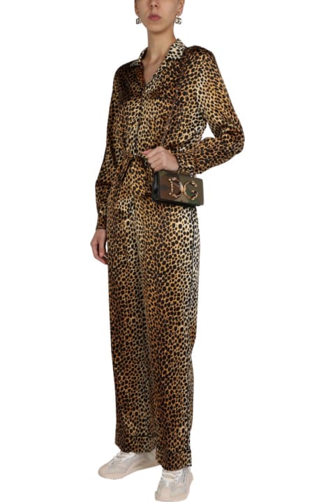 Dolce & Gabbana Jumpsuits for Women Dolce & Gabbana Animal Pattern Satin Jumpsuit