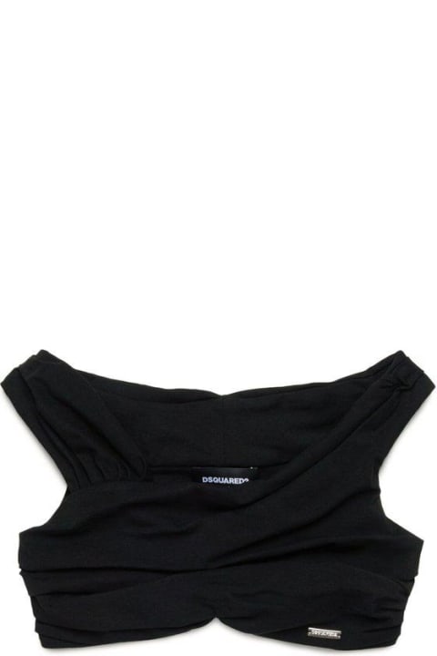 Fashion for Girls Dsquared2 Asymmetric-neck Ruched Cropped Top