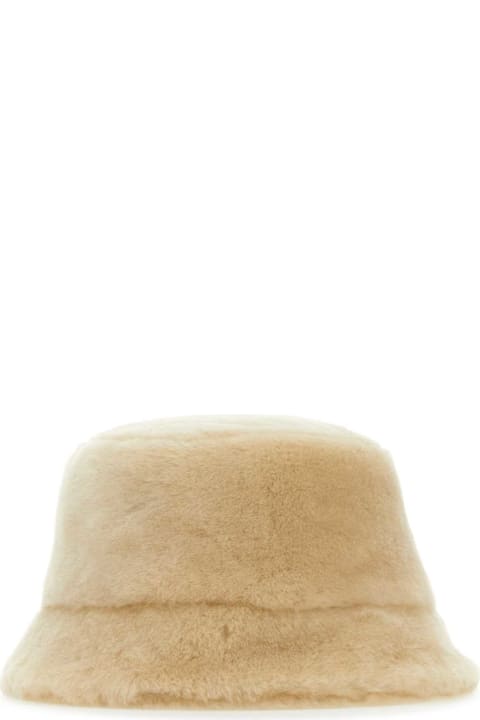 Prada Hair Accessories for Women Prada Beige Shearling Hat