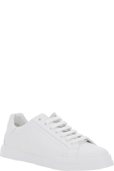 Sneakers for Men Dolce & Gabbana 'portofino Light' White Sneakers With Logo Patch On The Tongue And Tonal Logo Lettering On The Heel In Leather Man