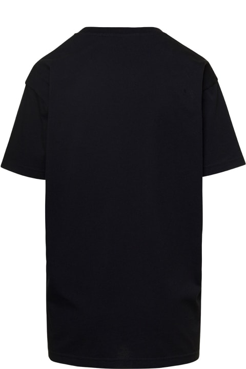 Black Classic T-shirt With Embroidered Orb Logo On The Chest In Cotton Woman