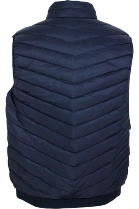 Armani Collezioni for Men Armani Collezioni Sleeveless Vest In Light Down Jacket With Logoed And Elasticated Bottom And Zip Closure