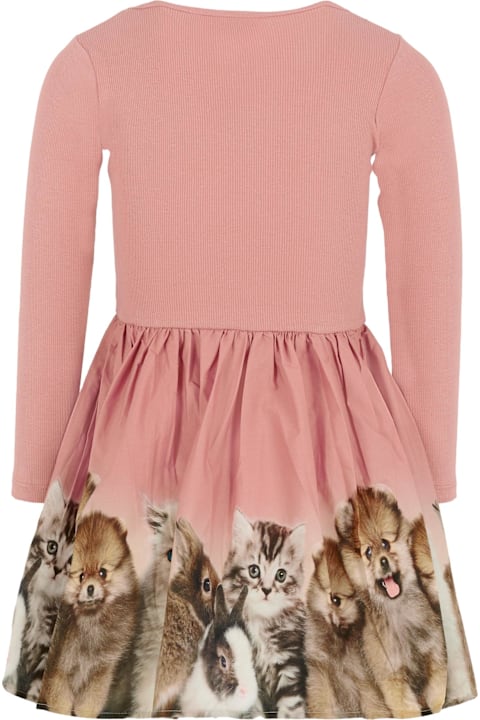 أدوات منزلية Molo Pink Dress For Girl With Animal Print