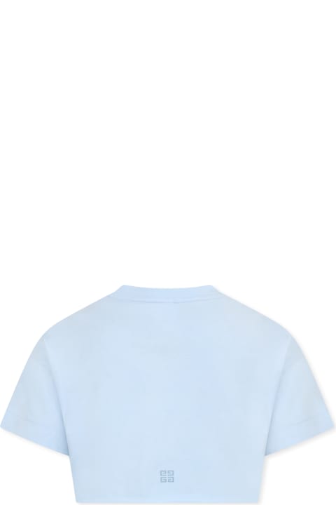 Homeware Givenchy Light Blue Crop T-shirt For Girl With Logo