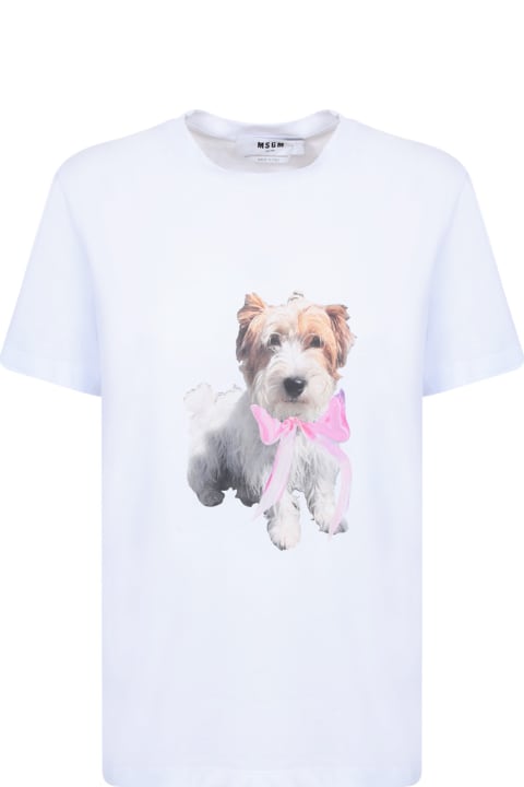 MSGM Topwear for Women MSGM Dog Print White T-shirt