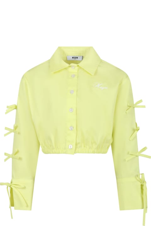 Shirts for Girls MSGM Yellow Shirt For Girl With Bows