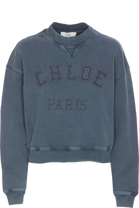 Chloé Fleeces & Tracksuits for Women Chloé Cotton Pile Logo Sweatshirt