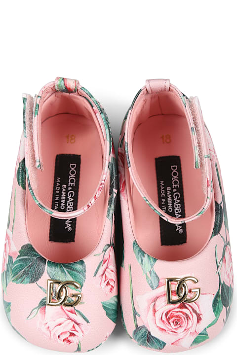 Dolce & Gabbana Shoes for Baby Girls Dolce & Gabbana Pink Ballet Flats For Baby Girl With Logo