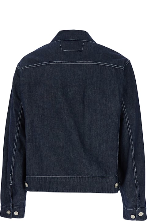 Homeware C.P. Company Blue Jacket With Classic Collar And Logo Patch On The Front In Denim Man