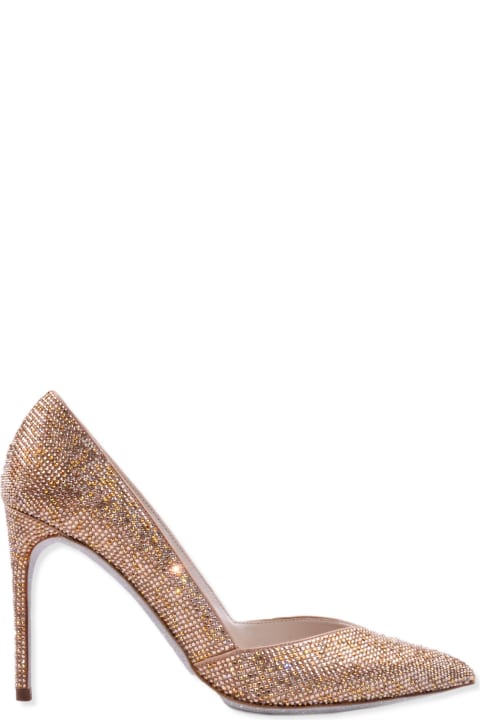René Caovilla High-Heeled Shoes for Women René Caovilla Vivienne Gold Pump With Crystals