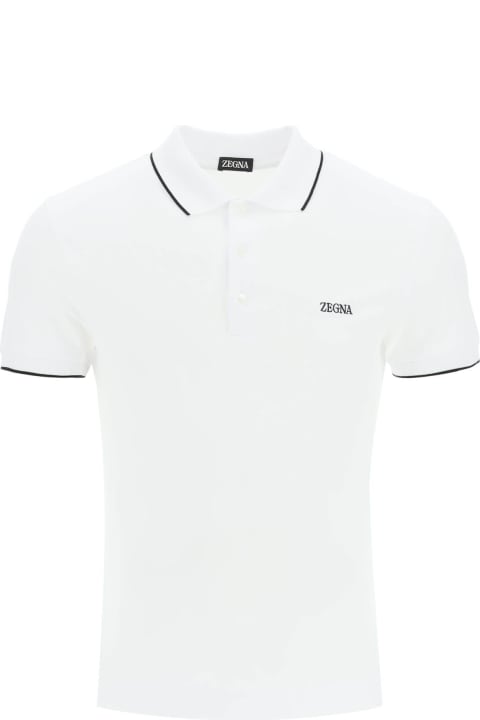 Zegna Men Zegna Logoed Cotton Polo Shirt
