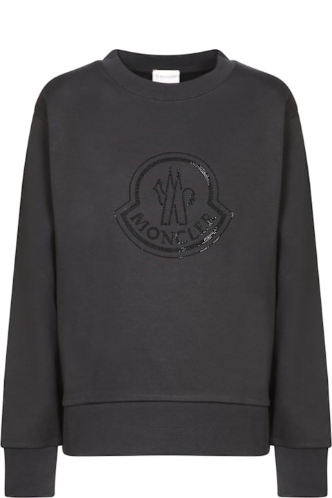 Moncler Sale for Women Moncler Logo Embellished Crewneck Sweatshirt