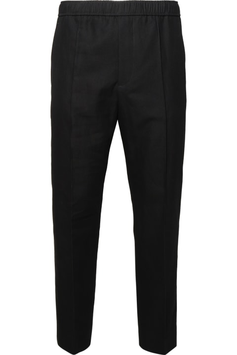 Pants for Men Lanvin Black Linen Blend Trousers
