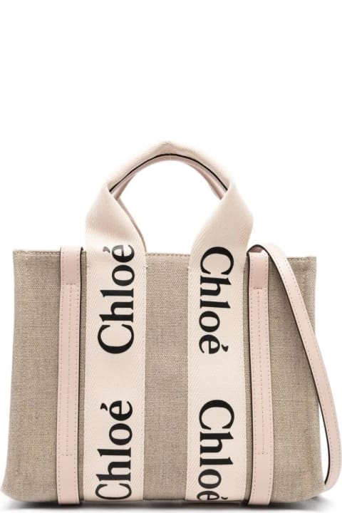 Chloé Totes for Women Chloé White And Pink Woody Small Tote Bag