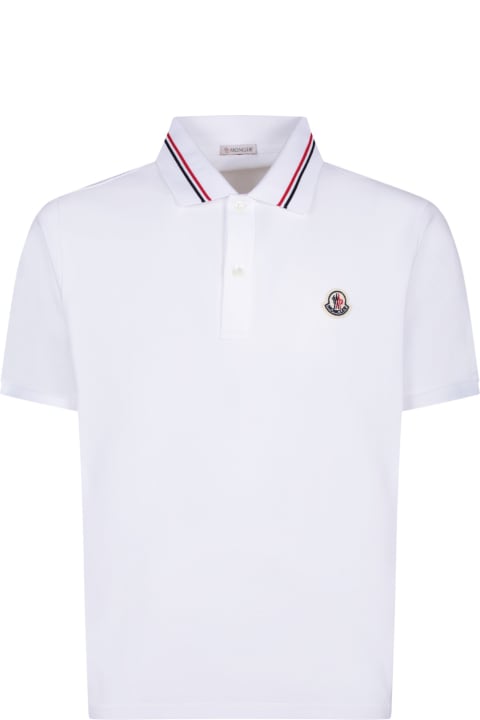 Moncler Topwear for Men Moncler White Polo Shirt With Logo Patch
