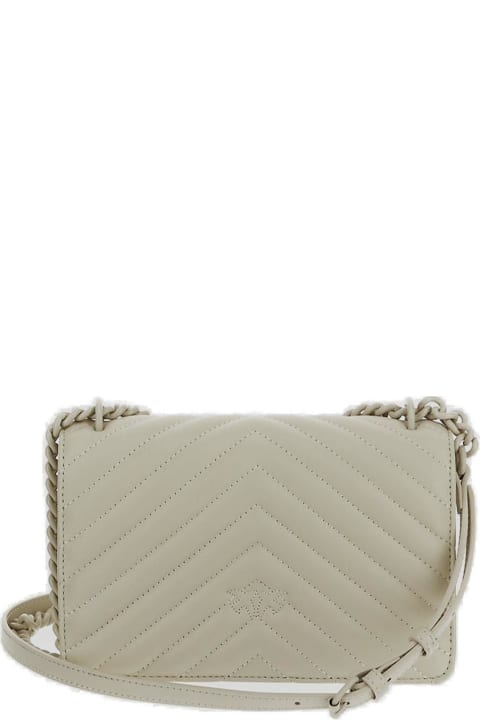 Pinko Shoulder Bags for Women Pinko Mini Love One Chevron Quilted Shoulder Bag