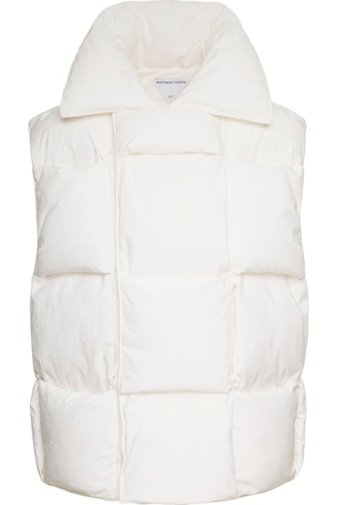 White Padded Intreccio Vest In Polyamide Woman Bottega Veneta