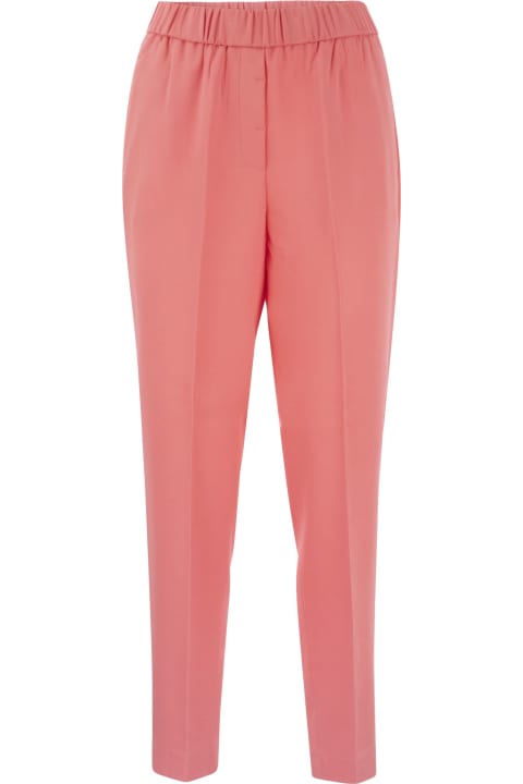 Slim Pull-up Trousers With Light Stitch In Fluid Viscose Crepe Cady