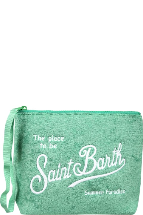 MC2 Saint Barth for Kids MC2 Saint Barth Green Clutch Bag For Kids With Logo
