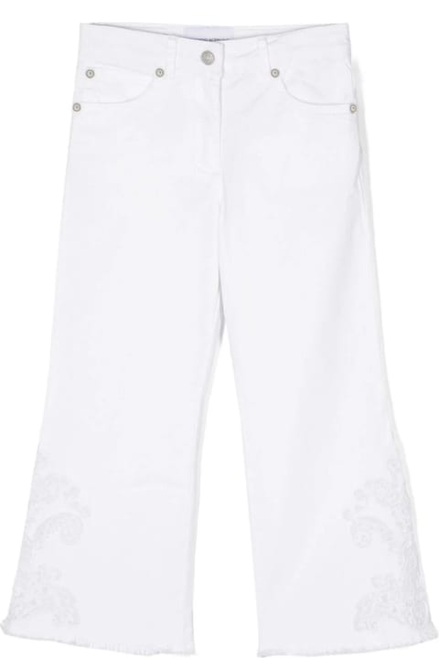 Ermanno Scervino Junior Bottoms for Girls Ermanno Scervino Junior White Flared Jeans With Lace