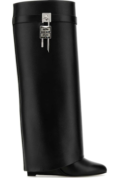 Homeware Givenchy Black Leather Shark Lock Boots