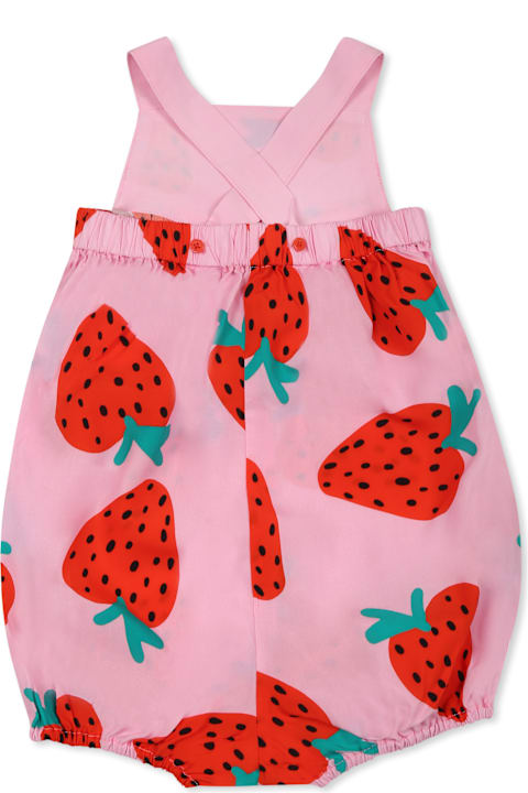 Homeware Stella McCartney Kids Pink Romper For Baby Girl With Strawberries