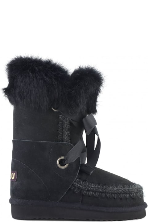 Mou Shoes for Women Mou Black Sheepskin Eskimo Lace E Fur