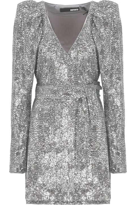 Rotate by Birger Christensen Clothing for Women Rotate by Birger Christensen Wrap Mini Dress With Paillettes
