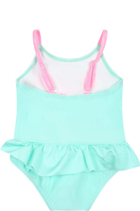Billieblush Swimwear for Baby Girls Billieblush Green Wimsuit For Baby Girl With Hearts