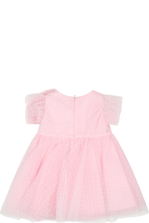 Monnalisa for Kids Monnalisa Pink Dress For Baby Girl With Polka Dots