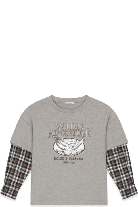 ボーイズ Dolce & GabbanaのTシャツ＆ポロシャツ Dolce & Gabbana T-shirt Prairie Sleeves Checks