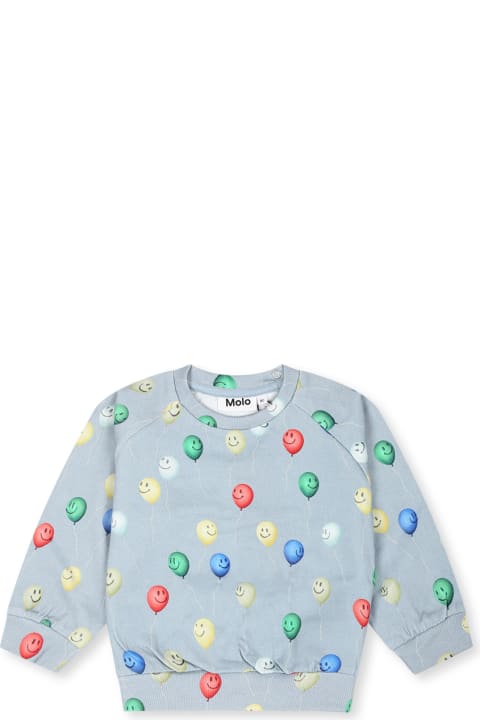 Fashion for Baby Girls Molo Light Blue Sweatshirt For Baby Boy With Smiley Ballon