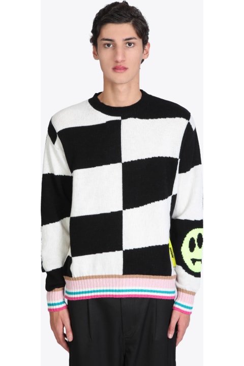 Sweater Unisex Black and white jacquard check sweater.