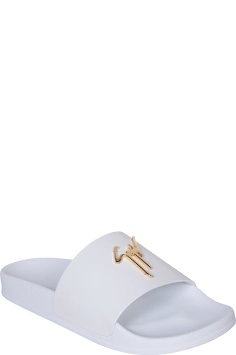 Giuseppe Zanotti Other Shoes for Women Giuseppe Zanotti Logo White/gold Slides