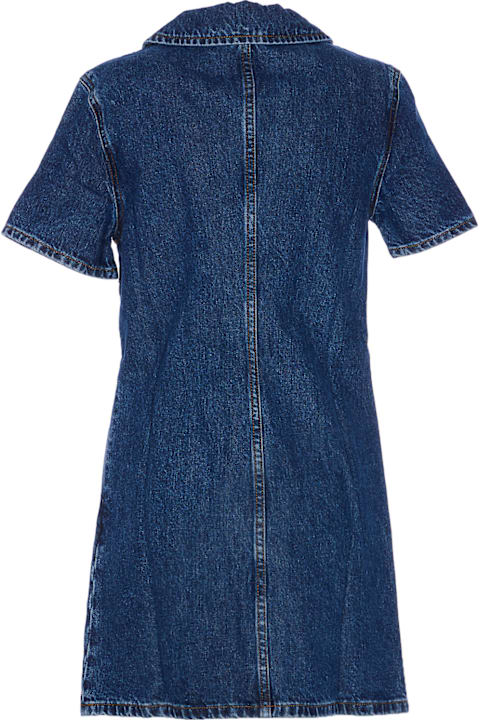 Homeware self-portrait Denim Crystal Bow Mini Dress