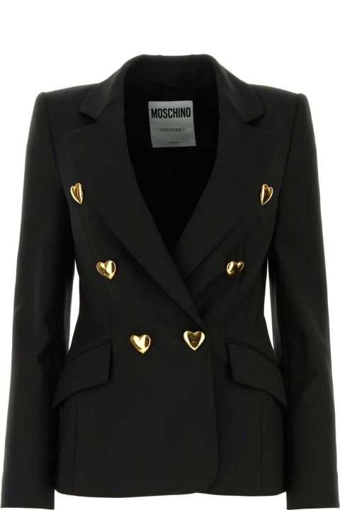 ウィメンズ Moschinoのコート＆ジャケット Moschino Black Stretch Satin Blazer