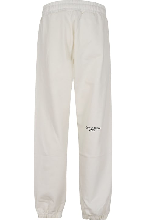 メンズ Vision of Superのフリース＆ラウンジウェア Vision of Super White Pants With Flames Logo And Metal Label