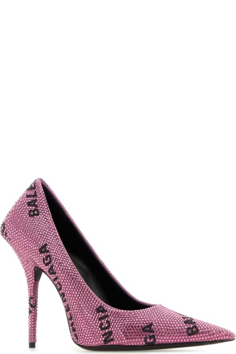 High-Heeled Shoes for Women Balenciaga Embellished Suede Square Knife Pumps
