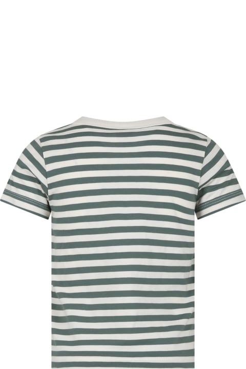 ボーイズ Petit BateauのTシャツ＆ポロシャツ Petit Bateau Green T-shirt For Kids With Stripes