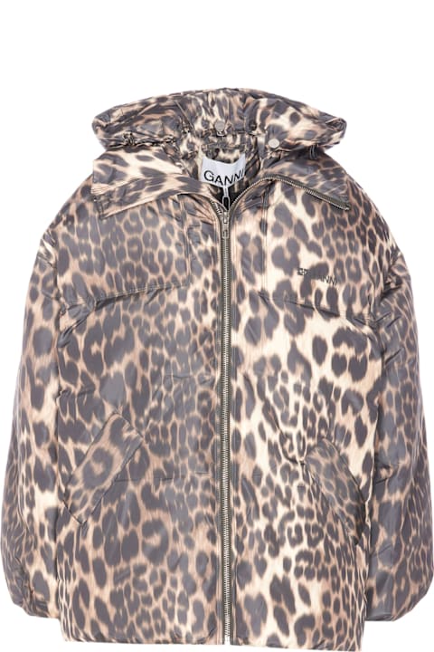 Ganni for Women Ganni Leopard Print Puffers Midi
