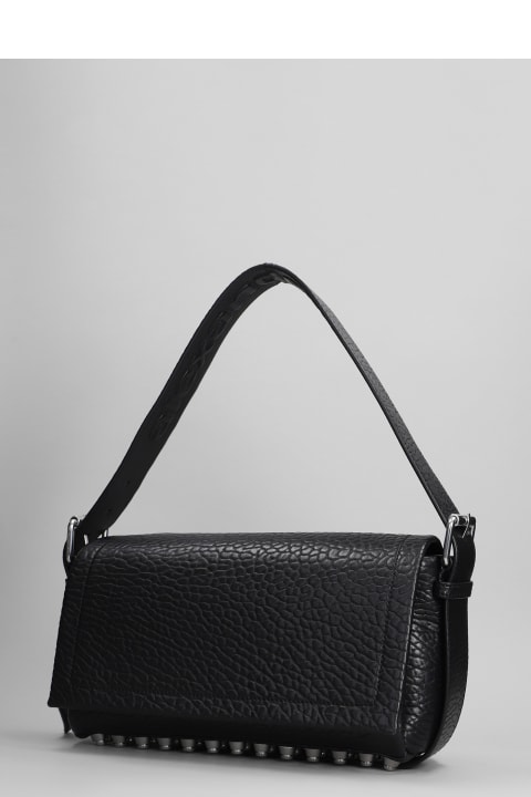 Alexander Wang for Women Alexander Wang Medium Flap Shoulder Bag In Black Leather