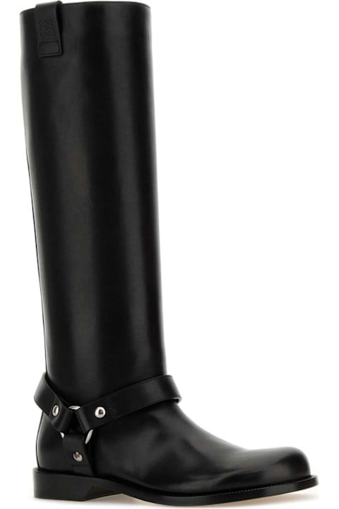 Fashion for Women Loewe Black Leather Campo Biker Boots