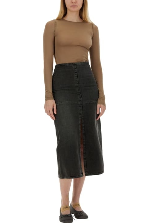 MM6 Maison Margiela لـ Women MM6 Maison Margiela Long Denim Skirt