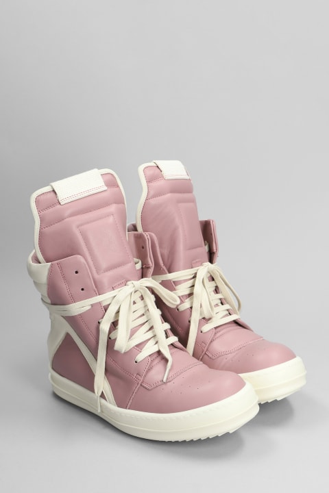 Shoes for Women Rick Owens Geobasket Sneakers In Rose-pink Leather