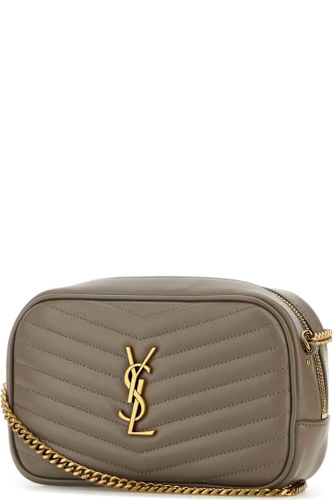 حقائب الكتف لـ السيدات Saint Laurent Dove Grey Leather Mini Lou Crossbody Bag