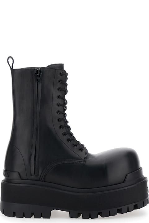 Balenciaga Shoes for Men Balenciaga Black Ankle Boots With Logo Plaque On The Front And Side Zips In Leather Man