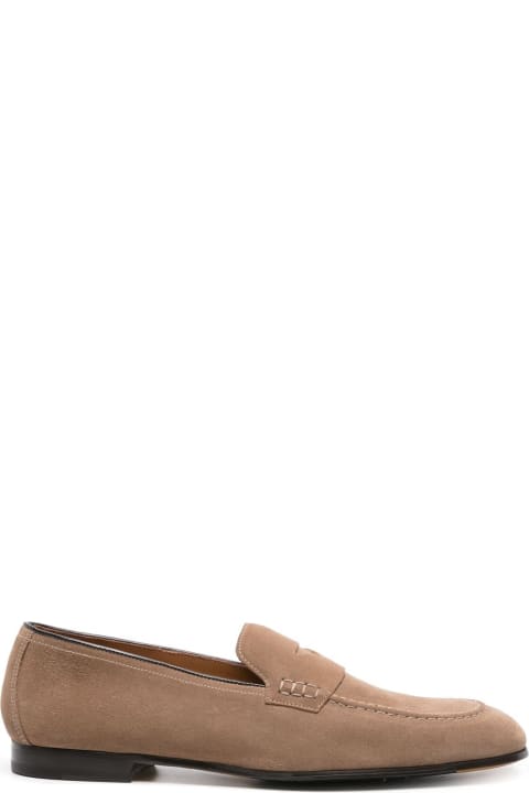 Doucal's Loafers & Boat Shoes for Women Doucal's Dark Beige Suede Penny Loafers