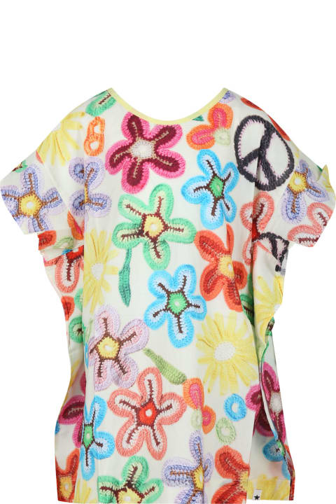 Swimwear for Girls Molo Yellow Swimsuit Cover-up For Girl With Flowers Print